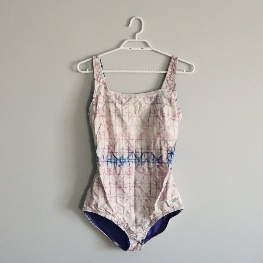 Speedo Women's Sz 8 One Piece Square Neck Stretch Swim Bathing Suit